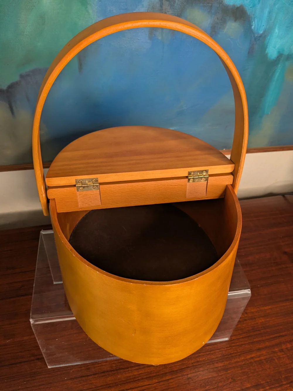Classic Oval Wooden Sewing Basket - Brown Fall